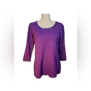 Coldwater Creek Purple Women's Top with Sequin Neckline Size 14